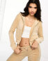 Фото #3 товара Juicy Couture velour zip through hoodie co-ord in light beige