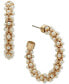 ფოტო #1 პროდუქტის Gold-Tone Medium Imitation Pearl C-Hoop Earrings, 1.2"