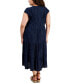 Фото #2 товара Stye & Co Plus Size V-Neck Short-Sleeve Ruffle Shine Dress, Created for Macy's