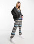 Kavu Pocatello fleece dungarees in fairisle print