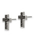 Stainless Steel Brushed Textured Black plated Cross Earrings