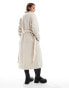 Brave Soul boucle formal belted coat in cream