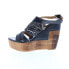 Фото #5 товара Bed Stu Petra F394003 Womens Black Leather Hook & Loop Wedges Sandals Shoes 11