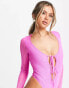 Фото #3 товара ASOS DESIGN cut out bodysuit in pink lace