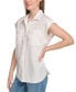 ფოტო #3 პროდუქტის Petite Button-Front Cap-Sleeve Shirt