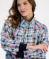 Фото #3 товара Women's Patchwork Plaid-Print Cotton Jacket