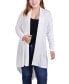 ფოტო #1 პროდუქტის Plus Size Long Sleeve Knit Cardigan with Chiffon Back