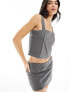 Фото #3 товара ASOS DESIGN square neck top co ord in grey pinstripe