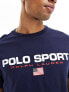 Фото #3 товара Polo Ralph Lauren Sports capsule flag logo t-shirt classic oversized fit in navy