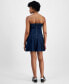 Juniors' Pleated Strapless Denim Dress