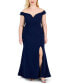Фото #1 товара Juniors' Off-The-Shoulder Lace-Up Gown, Created for Macy's