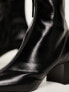 Фото #3 товара Mango round toe leather ankle boot in black