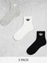 Фото #1 товара adidas Originals 3-pack mid ankle sock in black, grey and white