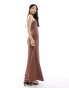 Pretty Lavish shimmer slip maxi dress in brown sparkle