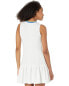 Monrow 301582 Women V-Neck Tennis Dress with Trim Rib White Size Small