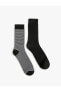 Çizgili 2'li Soket Seti Çorap Çok Renkli