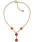 Gold-Tone Carved Rose Lariat Necklace, 18" + 3" extender