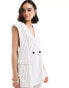 ASOS DESIGN sleeveless tailored blazer with tie sides in the white stripe Beige-gestreift, S - EU 36-38 - фото #1