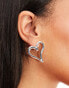 Monki heart open hoop earrings in silver