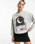 HNR LDN tarot card moon graphic sweatshirt in ash grey