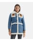 ფოტო #2 პროდუქტის Women's Shearling Leather Jacket, Blue With White Wool