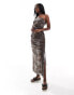 Фото #1 товара ASOS DESIGN co-ord asymmetric mesh maxi skirt in animal print