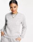 Фото #1 товара NA-KD cotton logo print sweatshirt in grey melange - LGREY