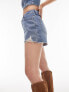 Фото #5 товара Topshop Hourglass denim a-line mom short with rip in mid blue