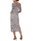 Women's Printed Round-Neck Long-Sleeve Mesh Dress