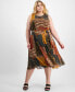 ფოტო #1 პროდუქტის Plus Size Patchwork-Print Jersey Midi Dress