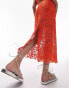 Topshop co-ord premium lace detail midi skirt in orange