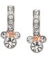 ფოტო #3 პროდუქტის Crystal Minnie Mouse Dangle Hoop Earrings in Sterling Silver & 18k Rose Gold-Plate