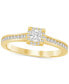 ფოტო #1 პროდუქტის Diamond Princess Halo Engagement Ring (1/2 ct. t.w.) in 14k Gold