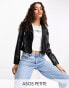 ASOS DESIGN Petite ultimate faux leather biker jacket in black 34 - фото #2