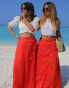 Фото #2 товара Labelrail x Collyer Twins voile tie-detail wrap maxi skirt in washed red