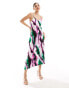 Vila satin maxi cami dress in purple and green zebra