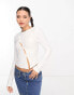 Фото #2 товара COLLUSION long sleeve textured cut out top in white