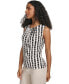 ფოტო #3 პროდუქტის Women's Pleated-Neck Abstract-Striped Top