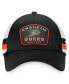 ფოტო #2 პროდუქტის Men's Black, White Anaheim Ducks Fundamental Striped Trucker Adjustable Hat