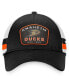 Men's Black, White Anaheim Ducks Fundamental Striped Trucker Adjustable Hat