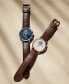 ფოტო #4 პროდუქტის Men's Multifunction Brown Leather Watch 44mm