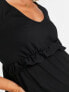 Фото #2 товара River Island Maternity frill smock mini dress in black