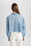Фото #4 товара Рубашка Defacto Crop с длинным рукавом из джинса