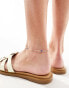 ASOS DESIGN anklet with blue eye charms in gold tone