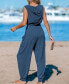 Women's Navy Sleeveless Hooded Cover Up Jumpsuit