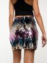 Фото #3 товара Miss Selfridge Premium embellished sequin mini skirt in multi