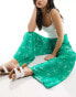 Glamorous wide leg trousers in green scribble floral