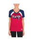 Фото #2 товара Women's Red Minnesota Twins Heathered Raglan V-Neck T-Shirt