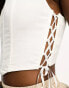 Фото #3 товара Gilly Hicks corset top with tie side detail in white