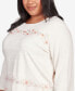 ფოტო #4 პროდუქტის Plus Size English Garden Flower Biadere Embroidery Split Hem Top